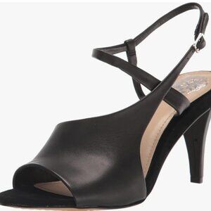 VINCE CAMUTO Women's Razanya Dress Black Leather Heeled Sandals Size 8.5